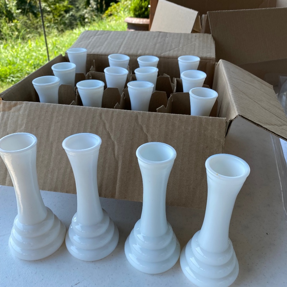 Milk glass bud vases 6" set of 16 home wedding decor